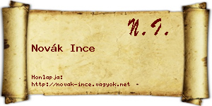 Novák Ince névjegykártya